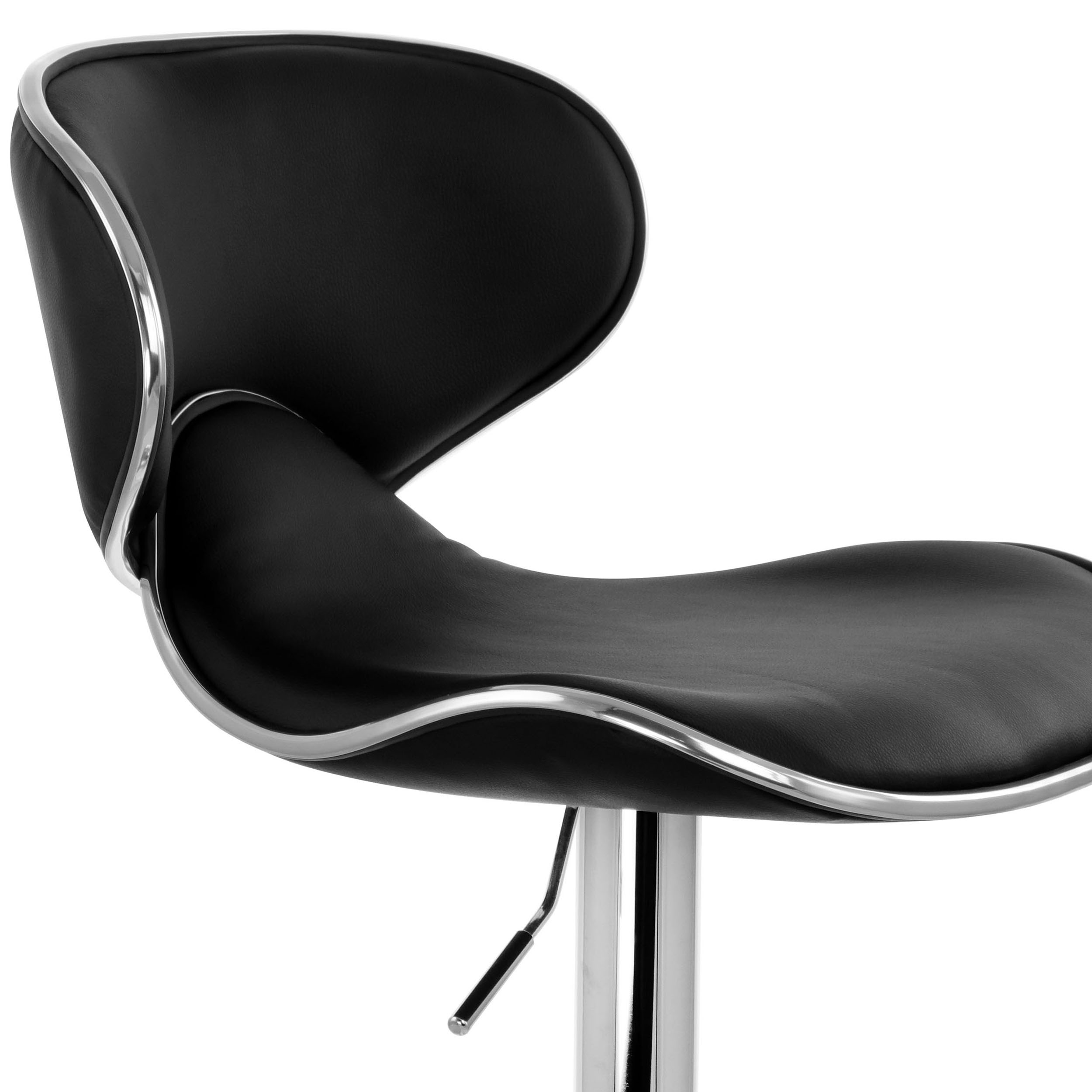 Elama Bar Stool with Adjustable Height & Swivel, Black and Chrome, Set of 2