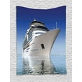 thumbnail image 1 of Cruise Ship Tapestry, White Cruise Ship on Water Level on a Clear Day with Calm Seas and Blue Sky, Wall Hanging for Bedroom Living Room Dorm Decor, 40W X 60L Inches, Blue and White, by Ambesonne, 1 of 2