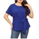 thumbnail image 1 of Blusa superior de manga corta con lazo delgado de talla grande y cuello redondo Sexy a la moda para mujer Pompotops  hfajkhk129055, 1 of 9