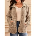 thumbnail image 6 of Women'S Light Weight Quilted Jacket Casual Winter Open Front Button Down Puffer Coat Outwear Cardigan Khaki XXL, 6 of 8