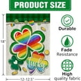 thumbnail image 2 of St Patricks Day Luck Shamrock Clover Decorative Garden Flag, Rainbow Gold Coin Farmhouse Yard Outside Home Decorations, Spring Irish Plaid Burlap Outdoor Small Decor Double Sided 12 x 18, 2 of 6
