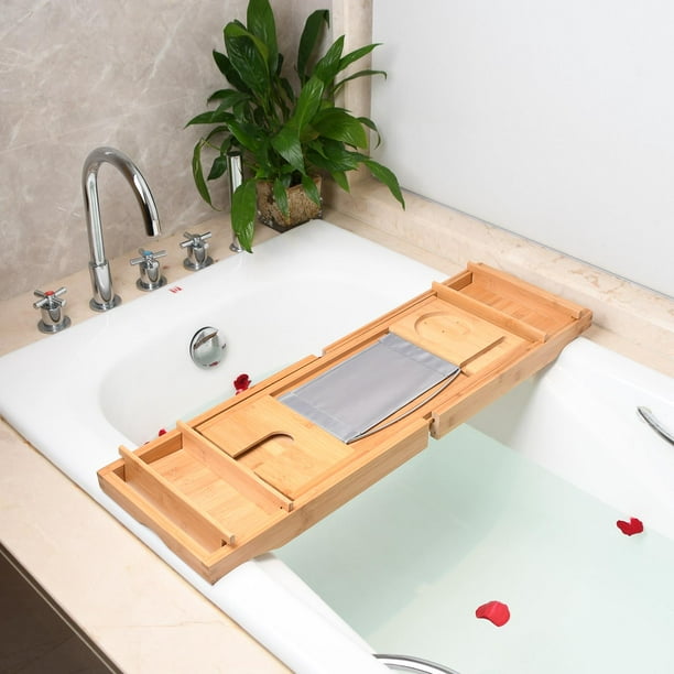 Ensemble d'accessoires de salle de bain,Plateau de baignoire extensible,  support de rangement antidérapant, organisateur