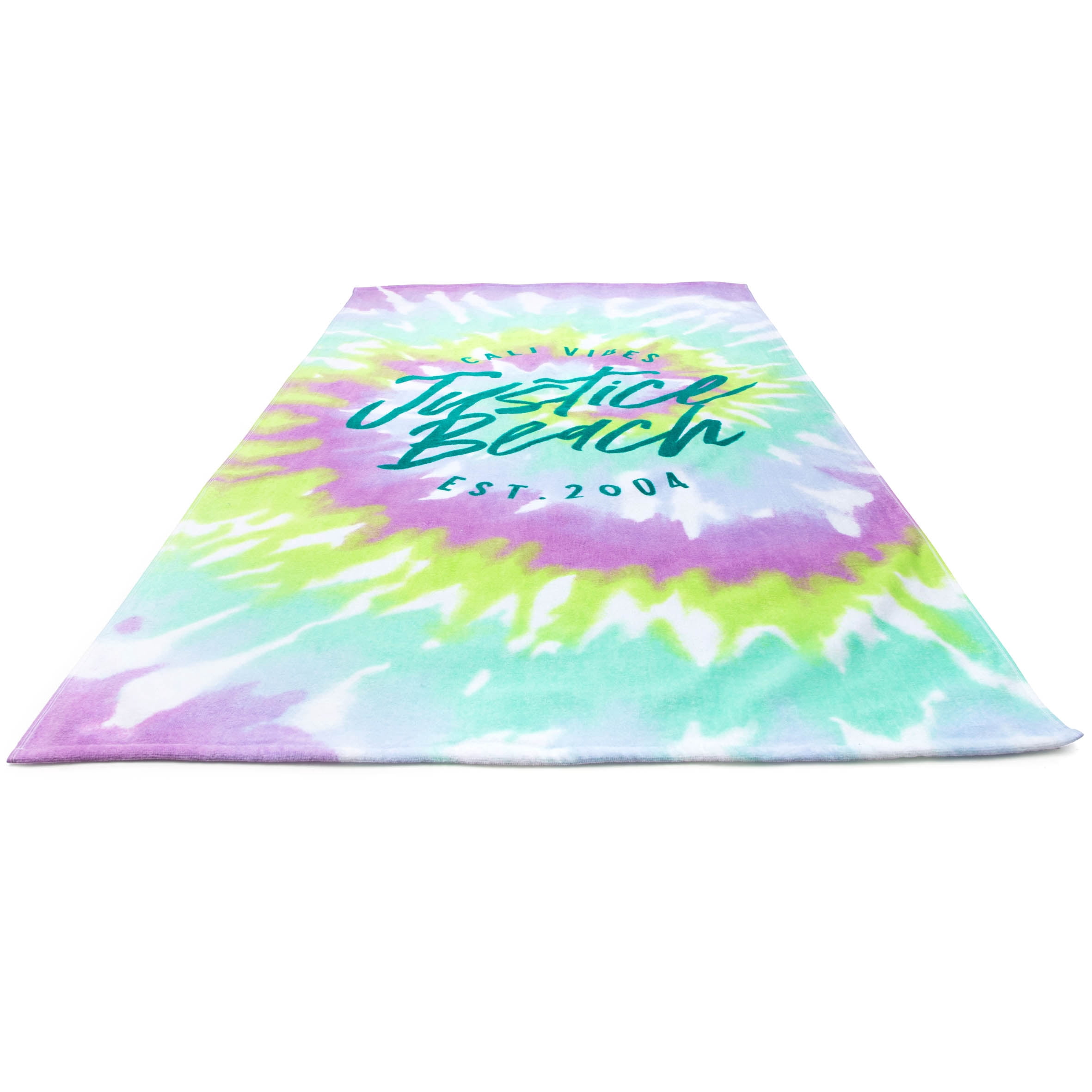 Justice Beach Towel, 100% Cotton, 64 x 34, Mint Spiral