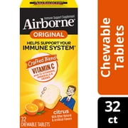 Airborne Citrus Chewable Tablets, 32 count - 1000mg of Vitamin C - Gluten-Free Immune Support Supplement and High in Antioxidants (Packaging May Vary)