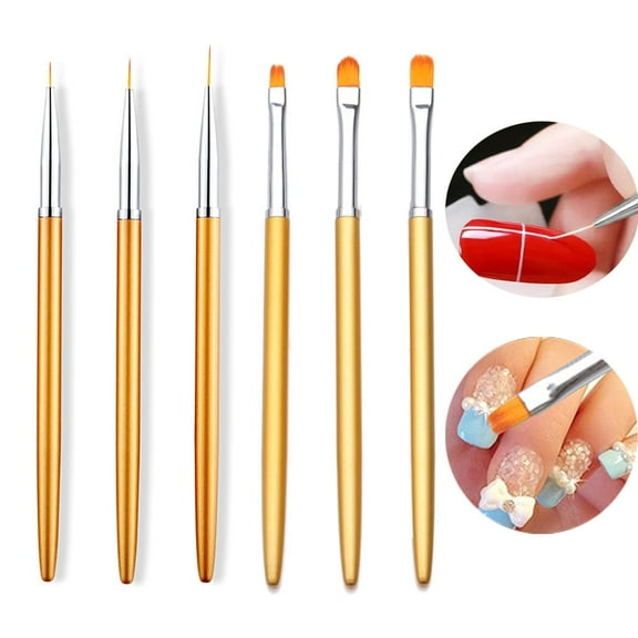 Nail Art Brushes Set - 6pcs Nail Art Tools Professional Nail Art Kit Dotting Tools Line Pen Painting Brushes for Gel Polish Nail Design French Manicure