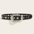 thumbnail image 7 of Kripyery Adjustable Multi Holes Buckle Closure Women Belt Faux Leather Strap Rhinestone Sequins Belt Clothes Ornament, 7 of 7