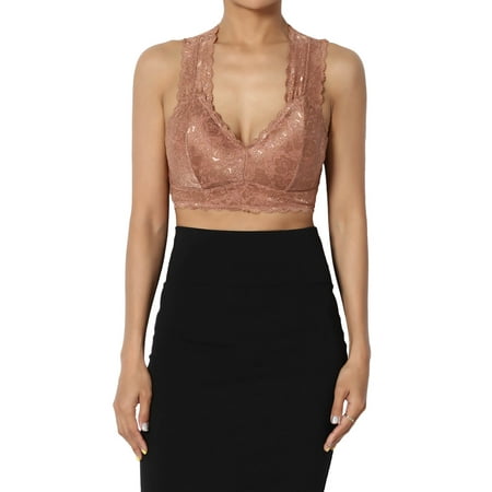 

TheMogan Women s PLUS Padded Lace Racerbacl Bralette Layering Bra Crop Tank Top