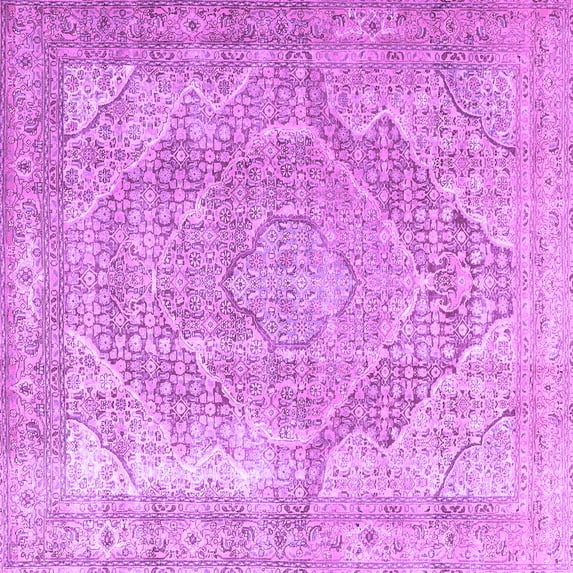 Ahgly Company Indoor Square Medallion Purple Traditional Area Rugs, 3' Square