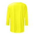 thumbnail image 3 of Birdeem T-Shirt Mode Femme Uni Mi-Longueur Manches 3/4 Blouse Col Rond Hauts Décontractés, 3 of 12