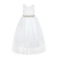 thumbnail image 2 of Ekidsbridal Girl Pageant Flower Girl Dress - White Backless Scalloped Lace with Rhinestone Sash 207R2-A (Size: M-10), 2 of 3