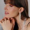 thumbnail image 6 of Humble Chic Simulated Diamond Earrings - Tassel CZ Statement Chandelier Studs, Silver, 6 of 9