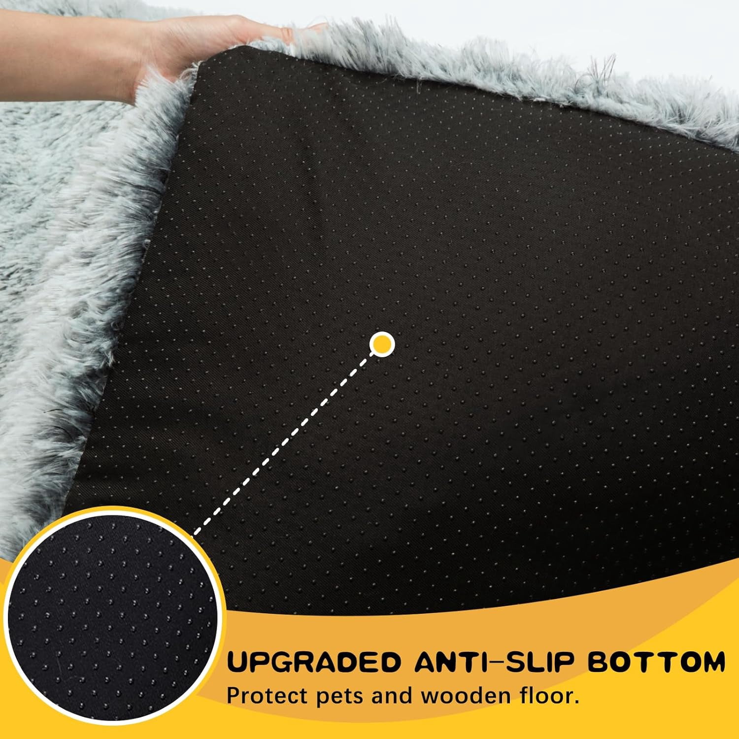 Cshidworld Large Cozy Flannel Dog Bed with Non-Slip Pad, Solid