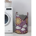 thumbnail image 3 of Abstract Laundry Bag, Pointy Petal Sun Rays Clouds Curvy Clouds Ornaments Pattern, Hamper Basket with Handles Drawstring Closure for Laundromats, 13" x 19", Pale Eggplant and Multicolor, by Ambesonne, 3 of 4