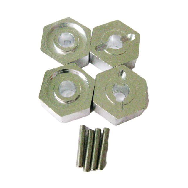Vogacara RCGOFFLOW-Soporte hexagonal de rueda fuerte de aleación de aluminio para adaptador 1/16 HSP 94186, pieza de coche de control remoto, Kits de construcción modelo Plata