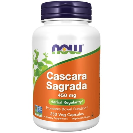 NOW Supplements Cascara Sagrada (Rhamnus purshiana) 450 mg Herbal Regularity* 250 Veg Capsules