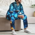 thumbnail image 6 of Halloween Costumes Mens Pajamas Set, Halloween Blue Flame Pumpkin Ghost Halloween Pajamas Button Down Long Sleeve Loungewear Halloween Sleepwear Pjs sets for Men, 6 of 7