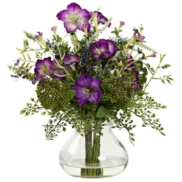 Nearly Natural Mixed Morning Glory Artificial Flowers with Vase