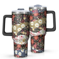 OBREWU Pioneer Flower Tumbler with Handle and Lid,Pioneer Flower 40oz Double Wall Vacuum Insulated Tumbler,Cups Gift for Women and Men