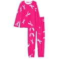 thumbnail image 4 of Renewold Pink Ribbons Women Pajama Sets Two-Piece Casual Loose Nightwear Long Sleeve Sleepwear Soft Pj Lounge Sets with Long Pants Size 5XL, 4 of 5