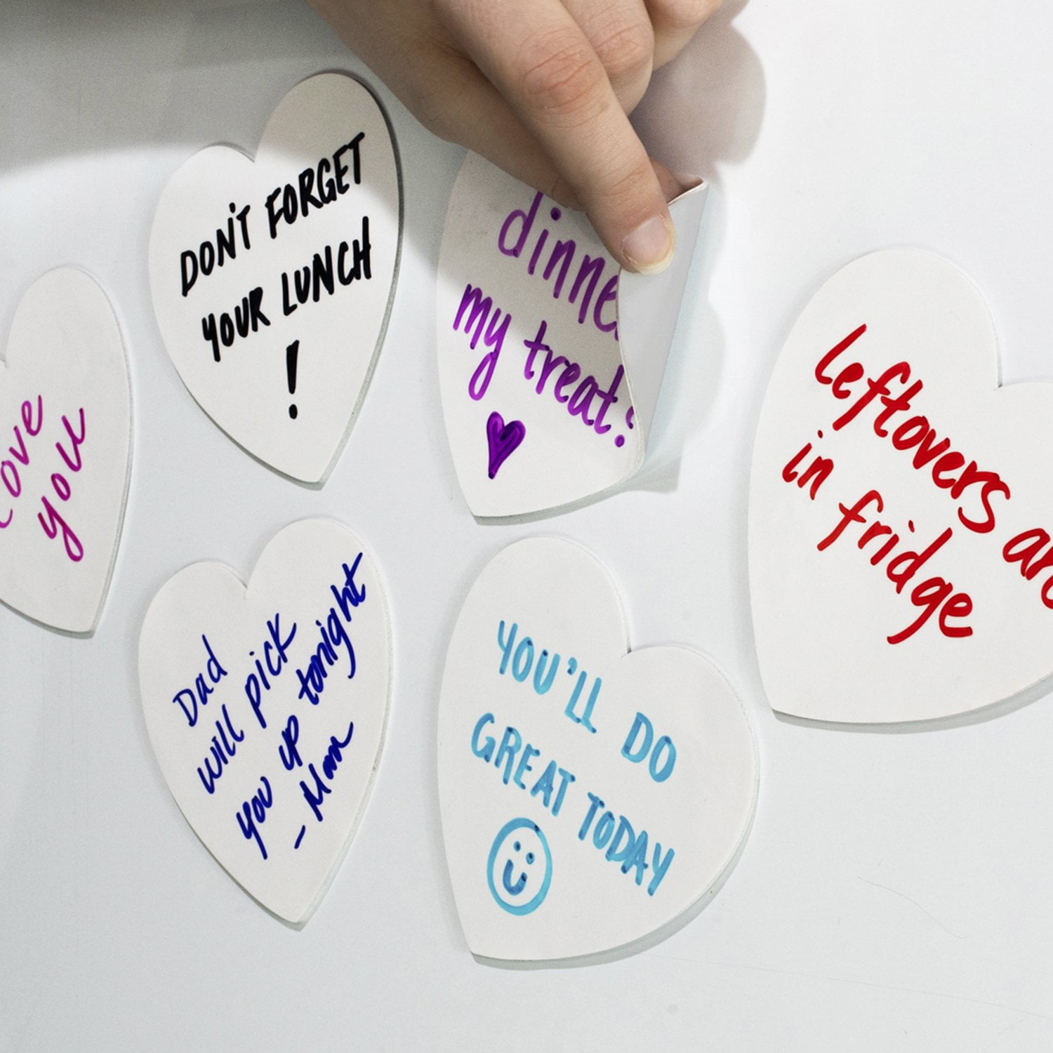 mcSquares Stickies HEARTS 6 Pack Reusable, DryErase, AdhesiveFree