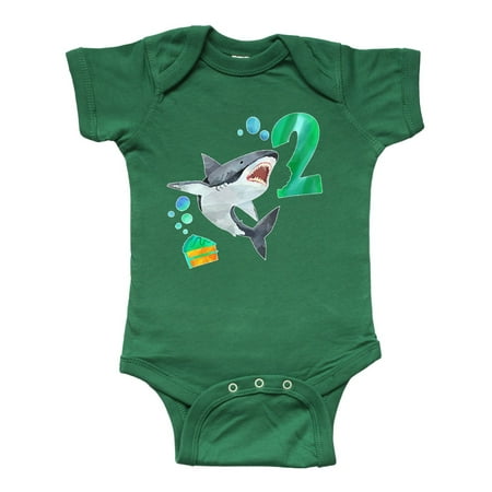 

Inktastic Second Birthday Shark with Cake Gift Baby Boy or Baby Girl Bodysuit