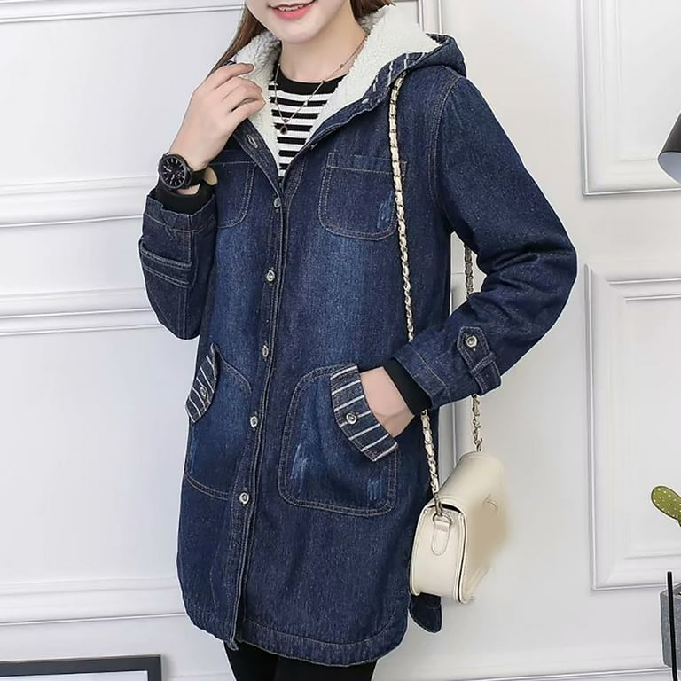 Lovskoo 2024 Women's Ripped Distressed Casual Long Sleeve Oversized Denim Jacket Boyfriend Button Down Denim Jacket With Pockets Olive Green