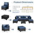 thumbnail image 2 of YODOLLA 7-Piece Patio Furniture Set, Black Rattan Wicker Outdoor Sectional Sofa Couch with Table Patio Conversation Set for Lawn& Backyard In Dark Blue, 2 of 8