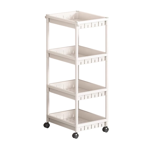 SIYTUAU 4 Layer Plastic Storage Rack Movable With Wheels Large Capacity Shelf For Living Room Bedroom Kitchen 37.4 X 15.4 X 10.6 Inches Rolling Cart Organizer C