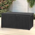 thumbnail image 4 of Dextrus 180 Gallon XL Resin Deck Box, Black Waterproof Lockable Outdoor Storage Box with Removable Divider, Large Patio Organizer for Cushions, Garden Tools, Sports Gear and Pool Supplies, 4 of 9