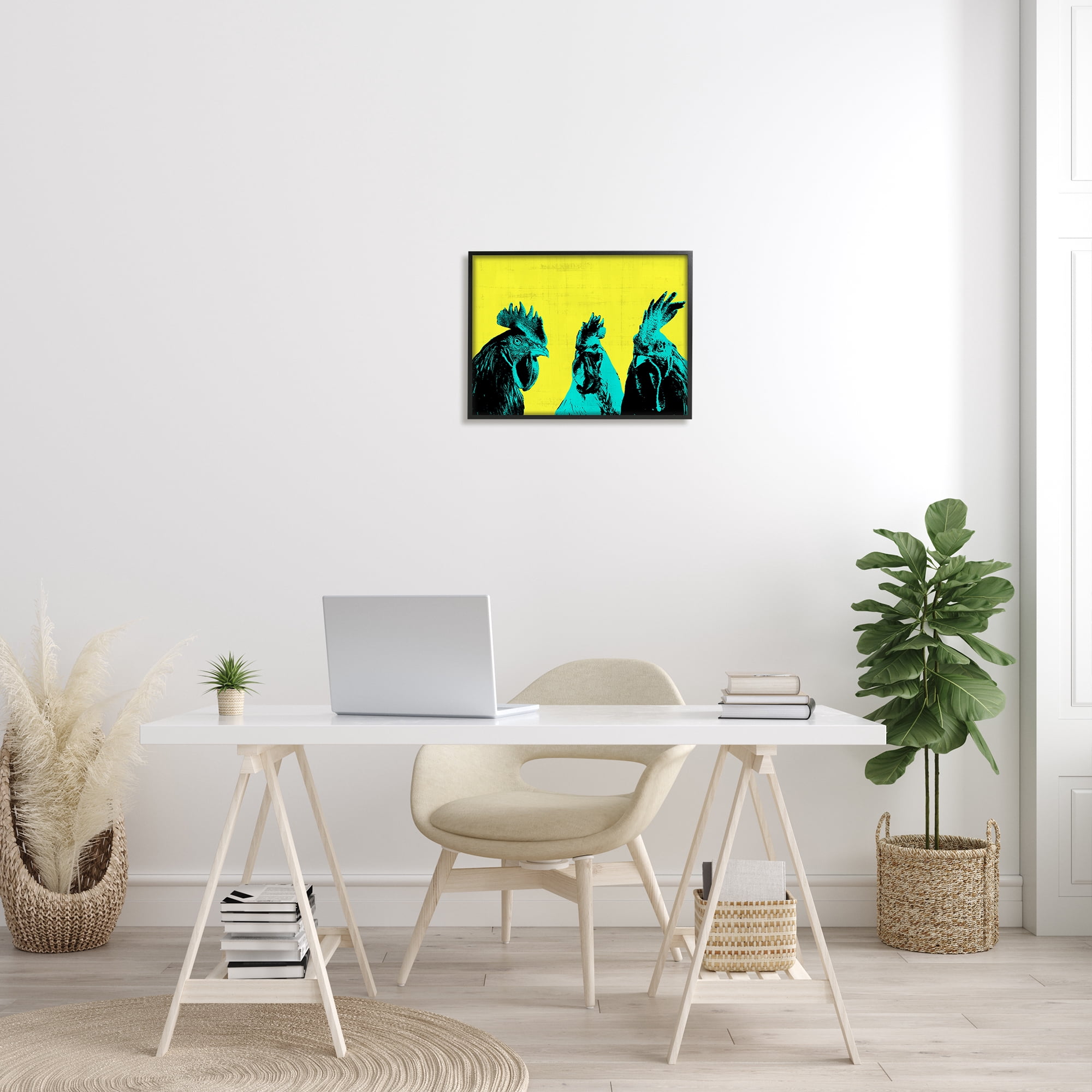 Stupell Industries Bold Pop Farm Roosters Yellow Blue Abstract Birds, 20 x 16, Design by Annie Warren&nbsp;