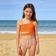 thumbnail image 2 of Shadoumai Girls Swimsuit 2 Piece Halterneck Cross Straps Girls Tankini Top Drawstring Prints Shorts Bathing Suit for 9-16Y, 2 of 4