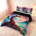 thumbnail image 2 of Homewish Pink Nature Tree Full Size Comforter Sets,Moon Flowers Galaxy Print Bedding Comforter Set,Black Reversible,3-Piece,1 Comforter and 2 Pillowcases, 2 of 7
