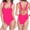 D_ Hot Pink, variant on New Summer Arrivals UTSJKR Women's One Piece Swimsuit Ruffle Trim Strappy Open Back High Cut Bathing Suit Fashion Push Up Tummy Control Swimwear Black M