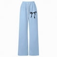 thumbnail image 4 of Ccpelsie Girls Casual Straight Leg Pants Wide Loose Fit Lounge Sweatpants Elastic Waist Drawstring Joggers with Pockets Spring(A01-Light Blue,15-16 Years), 4 of 4