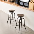 thumbnail image 3 of Homy Casa Adjustable Swivel Bar Stool Set of 2 - Walnut Finish, Industrial Counter for Kitchen Island, 3 of 8