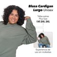 thumbnail image 3 of Cardigan LOVE MY FIT Cuello Redondo Tallas Extras Plus Size Con Puño Verde claro 2XL, 3 of 4