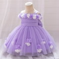 thumbnail image 4 of AUNVITO Baby Sleeveless Princess Dress Strappy 3D Tulle Party Gown Baptism Ceremony Formal Attire Elegant, 4 of 9
