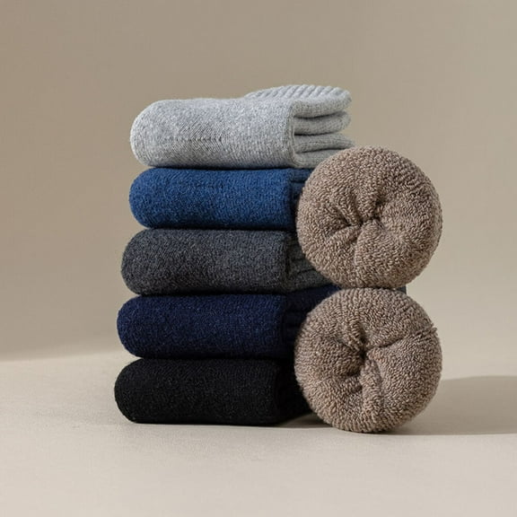 6 Pairs Mens Thick Wool Socks Thermal Warm Winter Crew Socks