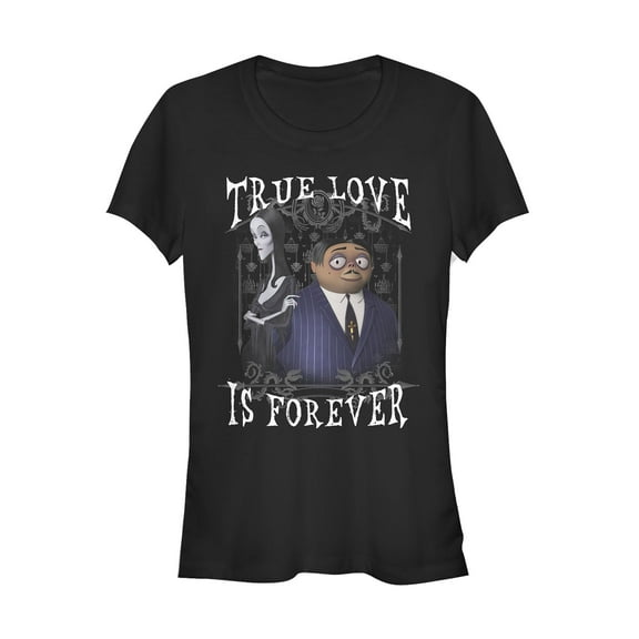 Junior's Addams Family True Love is Forever  Graphic Tee Black Small