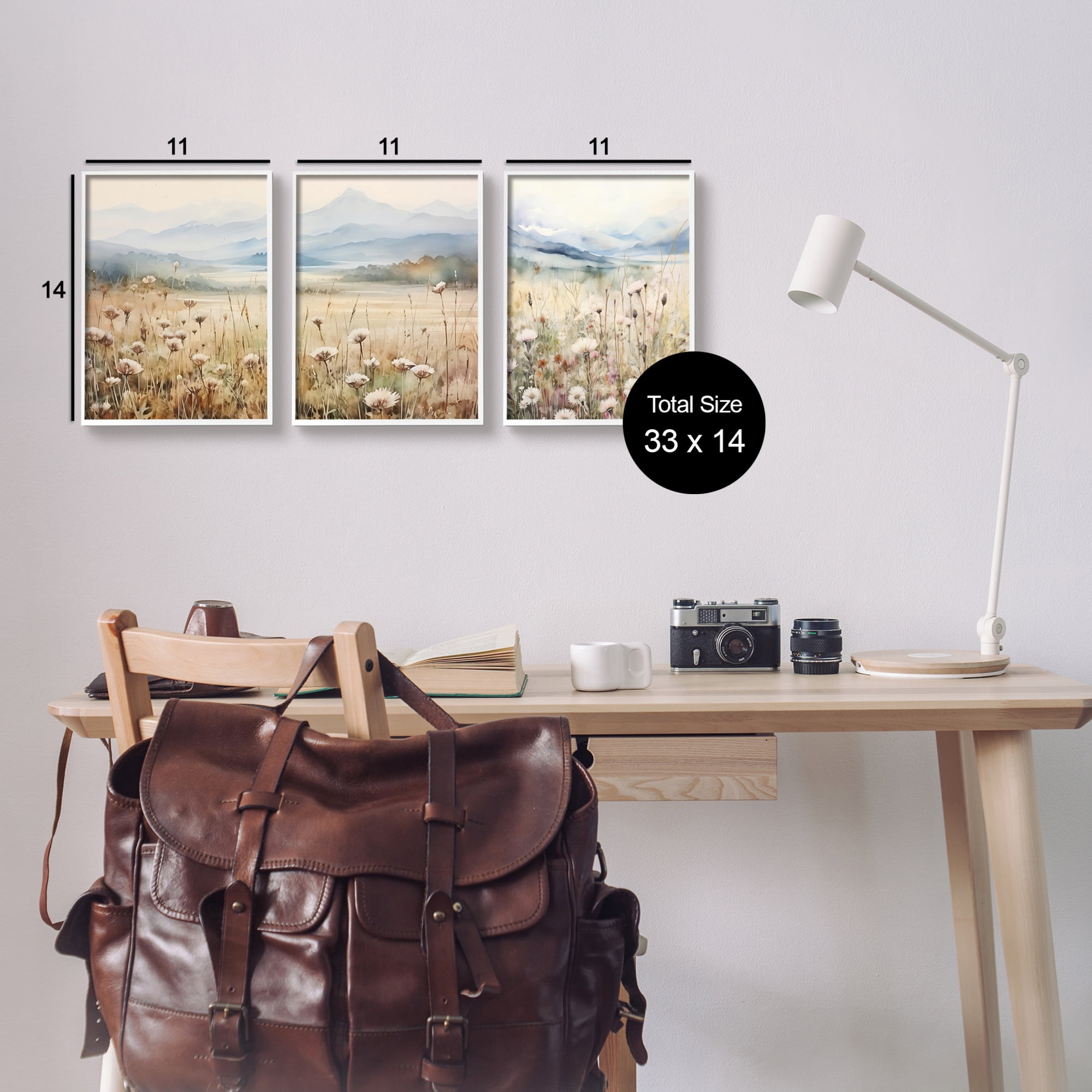 Stupell Industries In The Field Landscape Landscape Painting White Framed Art Print Wall Art, 11 x 14, Set of 3
