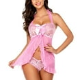 thumbnail image 7 of Atogsazn Lingerie for Women V Neck Nightwear Satin Sleepwear Lace Chemise Mesh Nightdress Chemise Nightie A-Pink XXXL on Clearance, 7 of 7