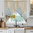 thumbnail image 6 of Blue Hydrangea Swag Valances for Windows, Kitchen Window Curtains Over Sink, Flowers Leaves Butterfly Retro Khaki Window Treatment Curtains for Living Room/Bedroom Curtains 2 Panel Sets 36"x45", 6 of 8