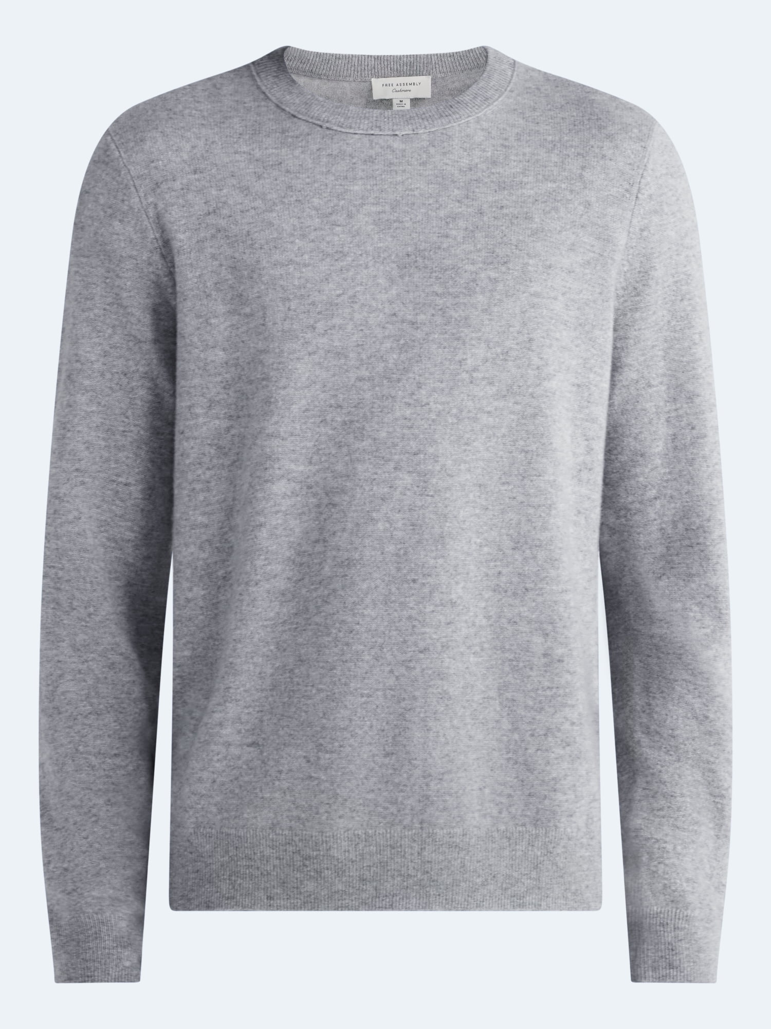 Free Assembly Men’s Cashmere Crewneck Sweater with Long Sleeves, Midweight, Sizes XS-2XL