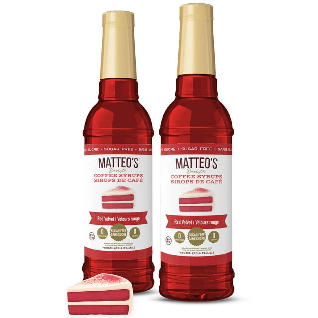 Matteo's Sugar Free Coffee Flavoring Syrup, Red Velvet, Delicious Coffee Syrup, 0 Calories, 0 Sugar, Keto Friendly (750mL, Single Bottle)