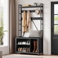 thumbnail image 3 of 70" Hall Tree Freestanding Entryway Organizer: 5-in-1 Hall Tree with Storage Bench, 8 Hooks, 2 Drawers & Shoe Rack for Small Spaces, 3 of 7