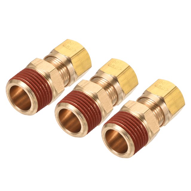 Unique Bargains Tube de Compression en Laiton Raccord 3/8NPT x 3/8' Tube OD Raccord Droit 3 Pack