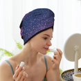 thumbnail image 3 of Yiaed Violet Glitter Print Hair Cap with Button,Coral Fleece Hair Towel Wrap for Women Wet Hair,Quick Dry Turban for Wet Hair Long Thick Hair, 3 of 5