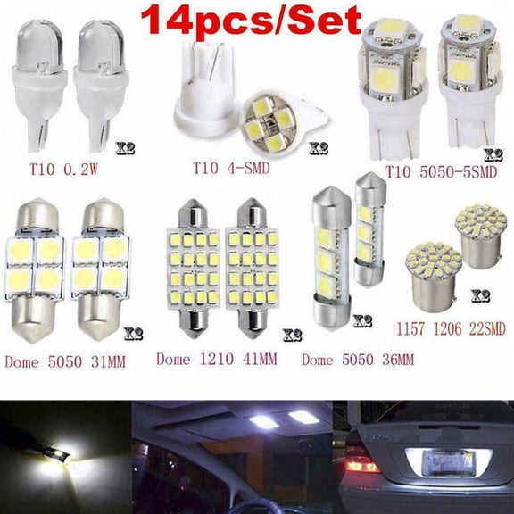 14x Car Interior Package Map Dome License Plate Mixed LED Light Accessories