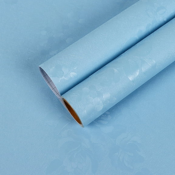 CHIHUT Blue Peel and Stick Floral Wallpaper for Countertops Waterproof Textured Beige Floral Wallpaper for Walls Removable Self Adhesive Embossed Subtle Contact Paper for Bedroom Bathroom 12"x100"
