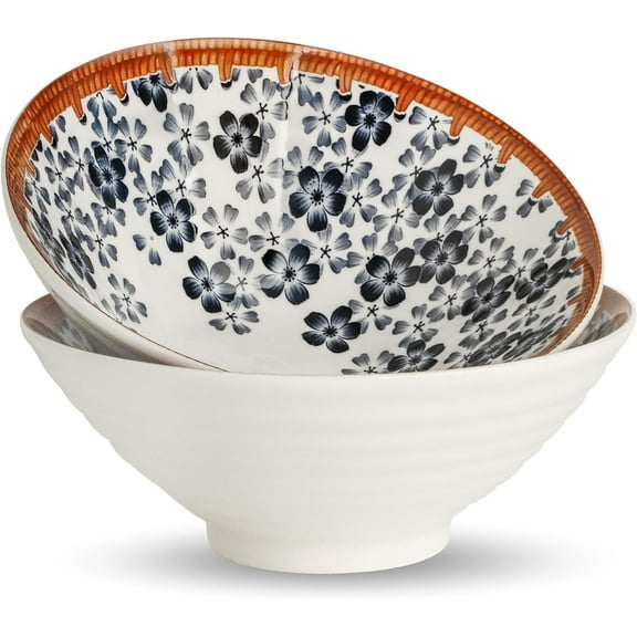 XINLTC 30oz Ceramic Ramen Bowls, Set of 2, Large Japanese Noodle Soup Bowls, Salad Serving Prep Dish
